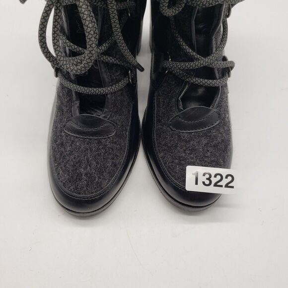 Napoleoni Boots Women EU 39 Black Lace Up Wool Leather Block Heel Made In Italy - Picture 13 of 13